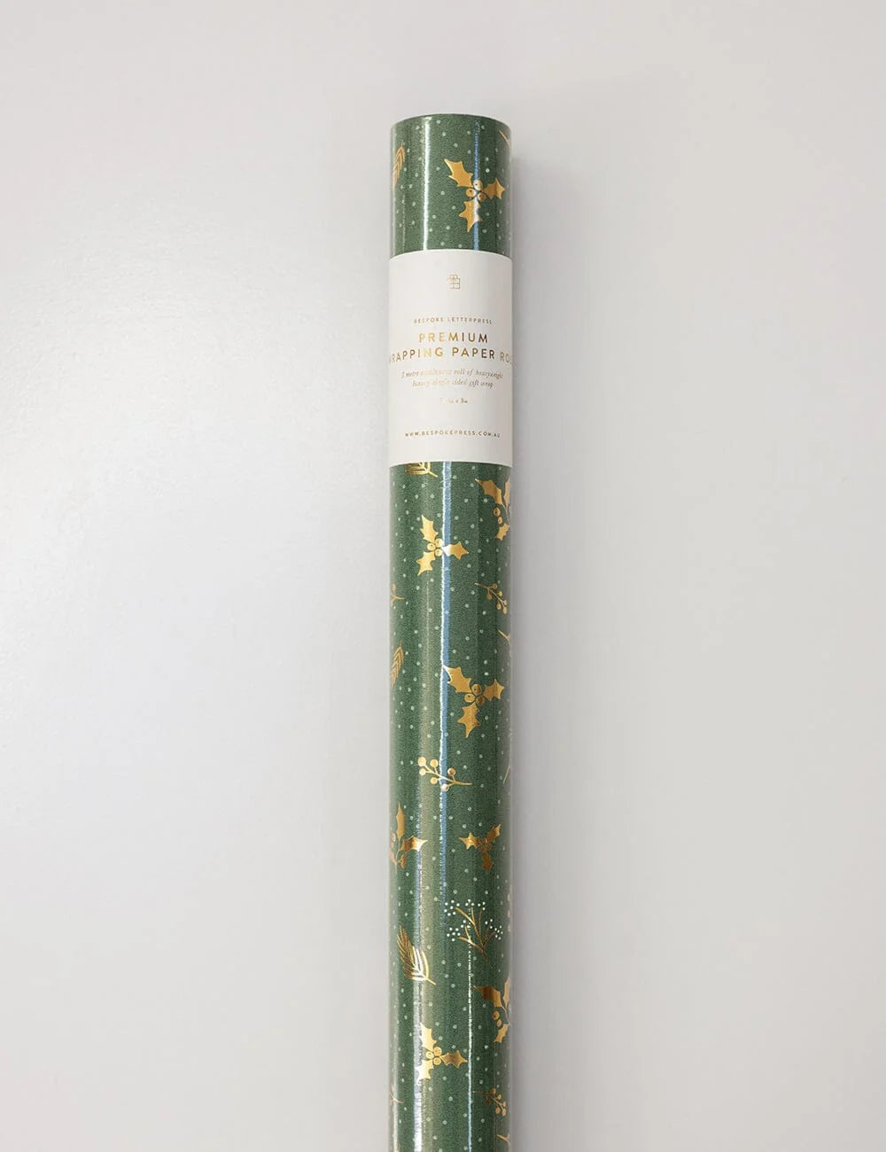 Golden Holly (gold foil) Gift Wrap 3m Roll