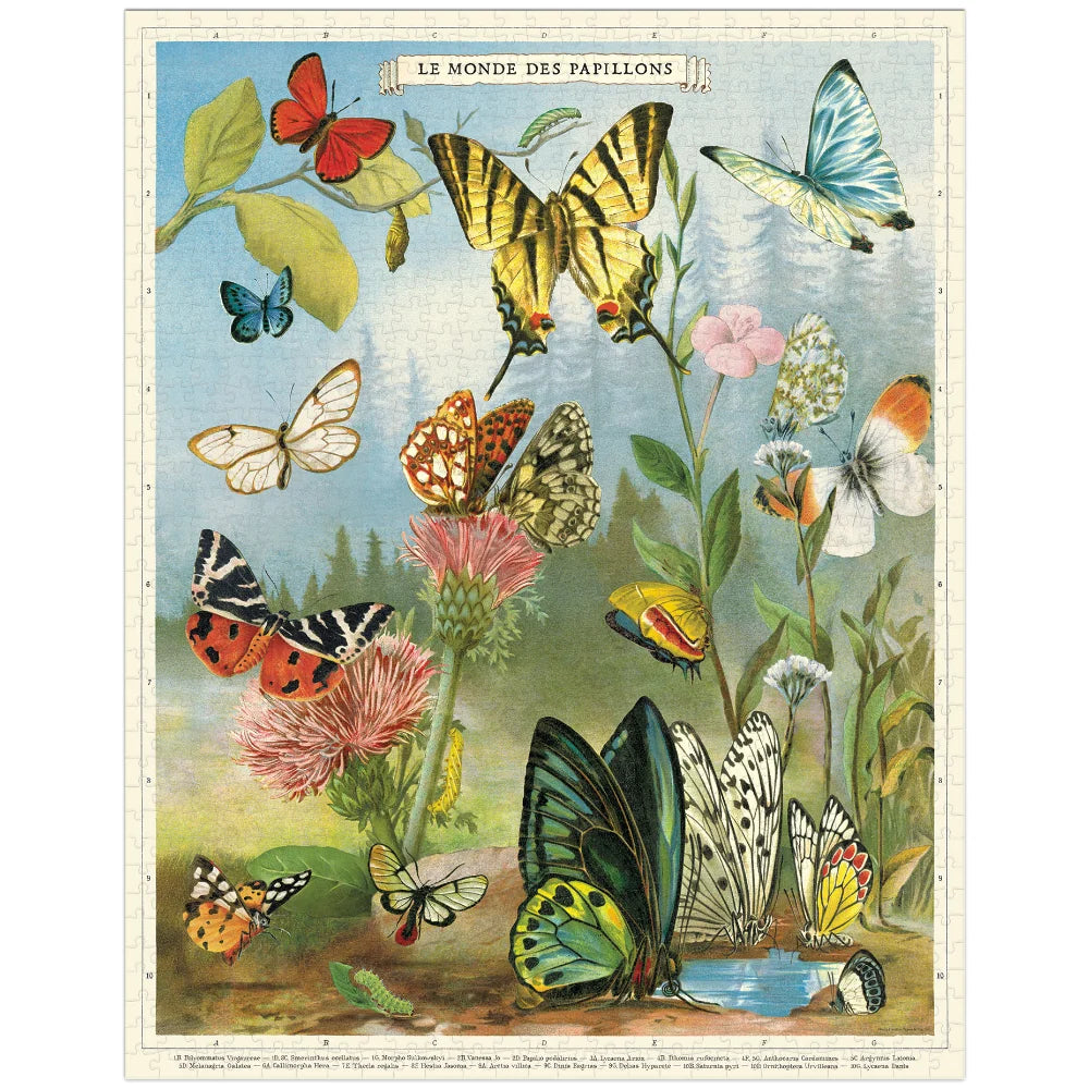 Cavallini Vintage Puzzle 1000 pieces - World of Butterflies