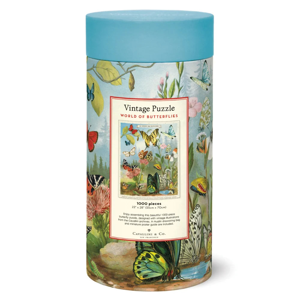 Cavallini Vintage Puzzle 1000 pieces - World of Butterflies