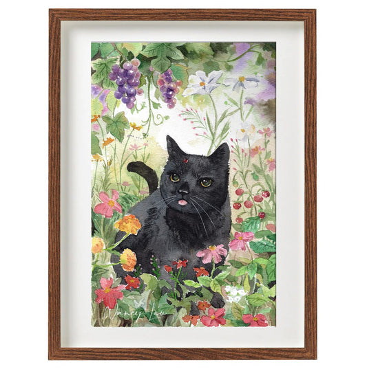 Nanan Studio Black Cat and Ladybug Fine Art Print