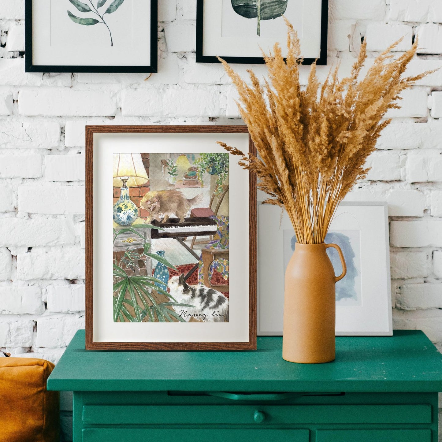 Nanan Studio ‘Piano and Cats’ Fine Art Print
