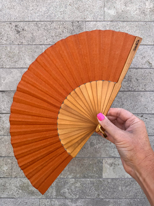 Hand Fan - Rust Linen