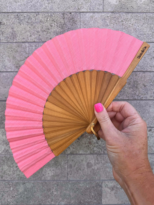 Hand Fan - Pink Linen