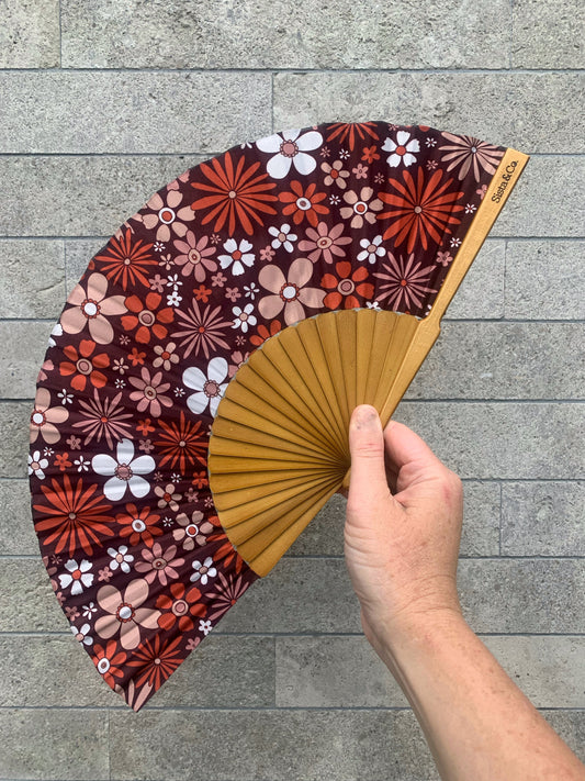 Hand Fan - Sunset Flowers