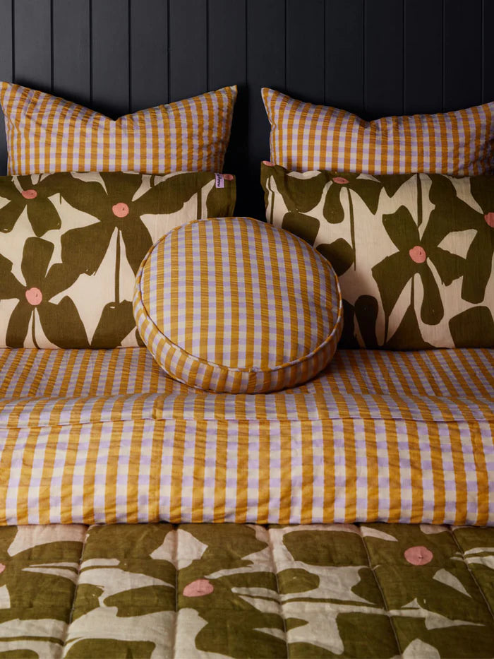 Mosey Me Olive Poppy Quilted Throw