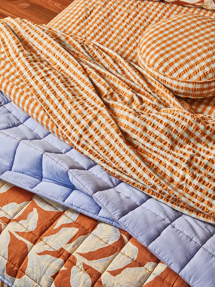 Mosey Me Seersucker Honey Blue Fitted Sheets