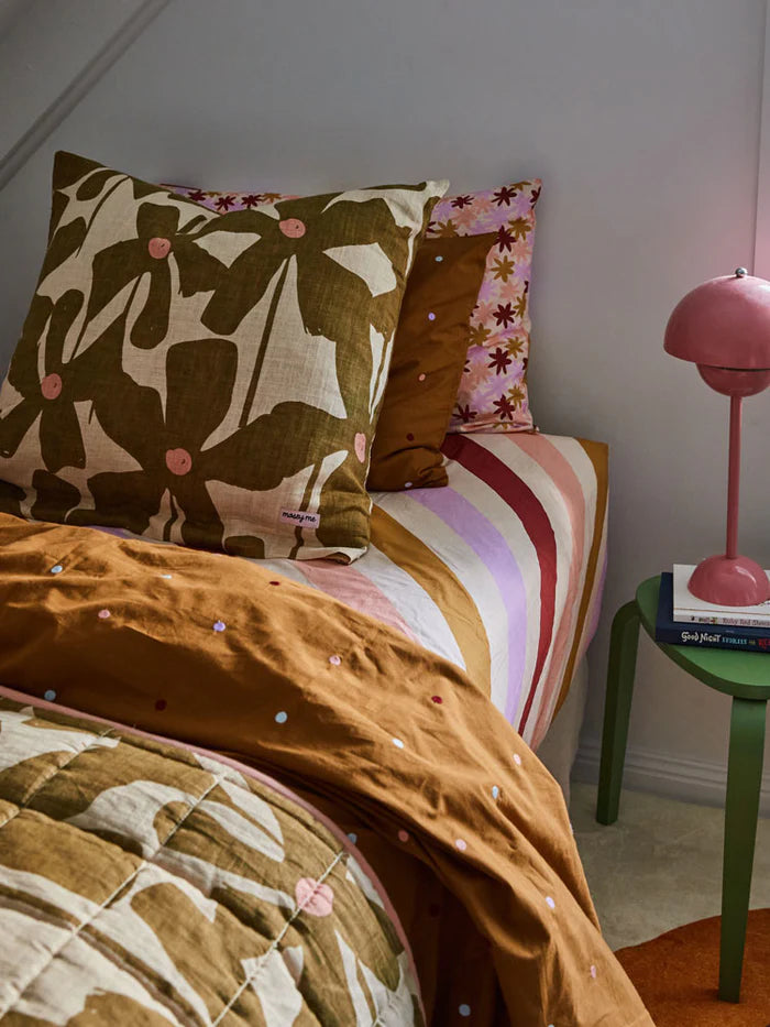 Mosey Me Olive Poppy Quilted Throw