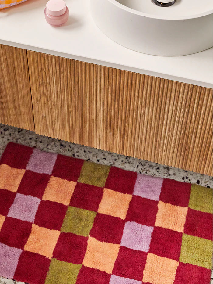 Mosey Me Winter Checkers Bath Mat