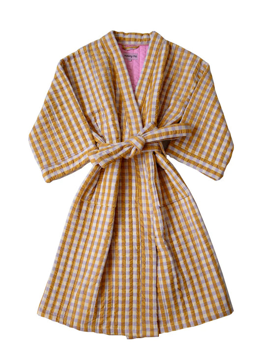 Mosey Me Mango Seersucker Quilted Robe