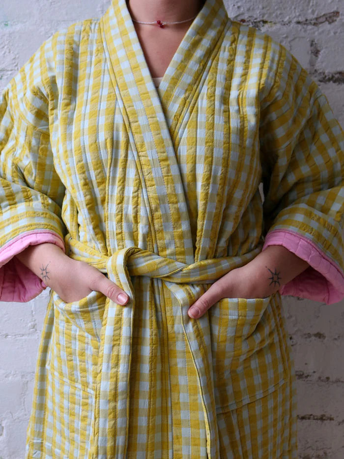 Mosey Me Citrus Seersucker Quilted Robe
