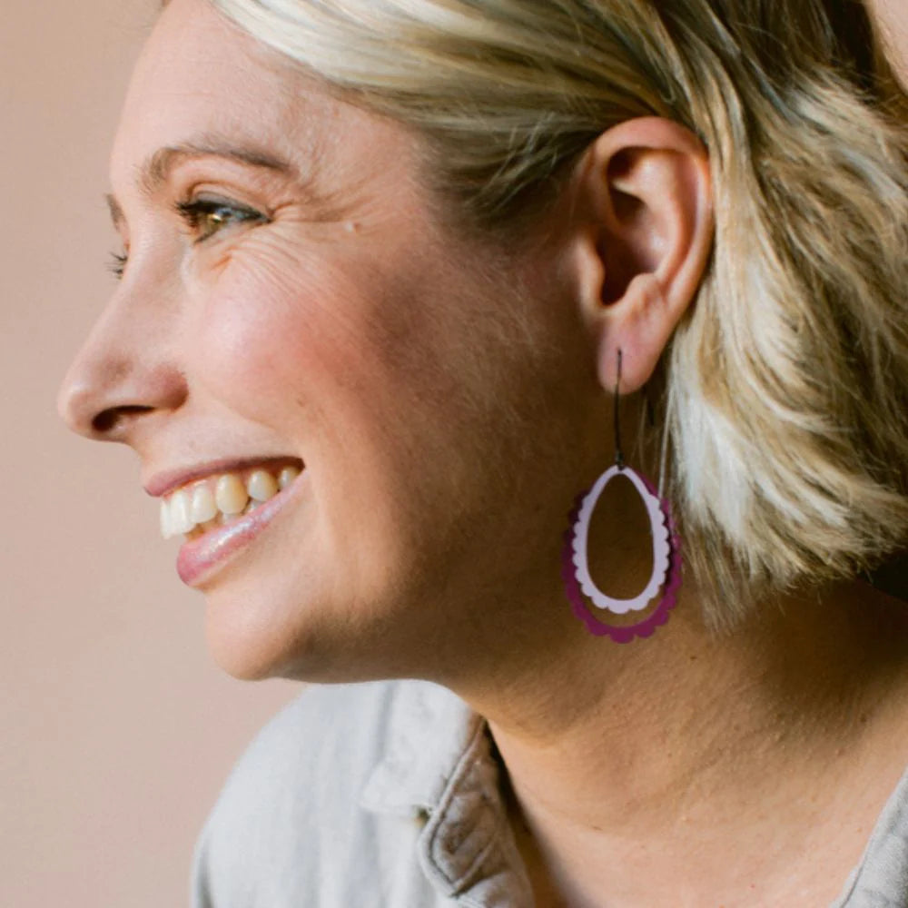 Denz earrings - Midi Double Scallop Hoops