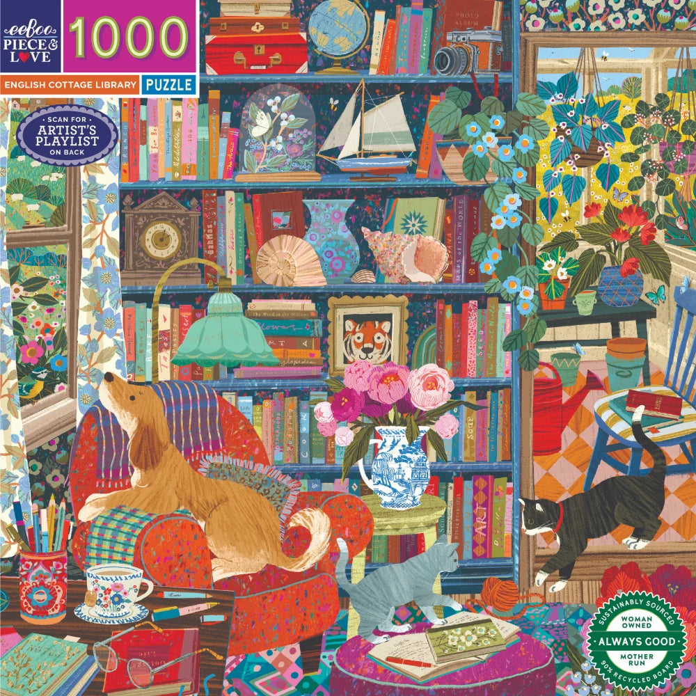 Eeboo 1000 piece puzzle - English Cottage Library