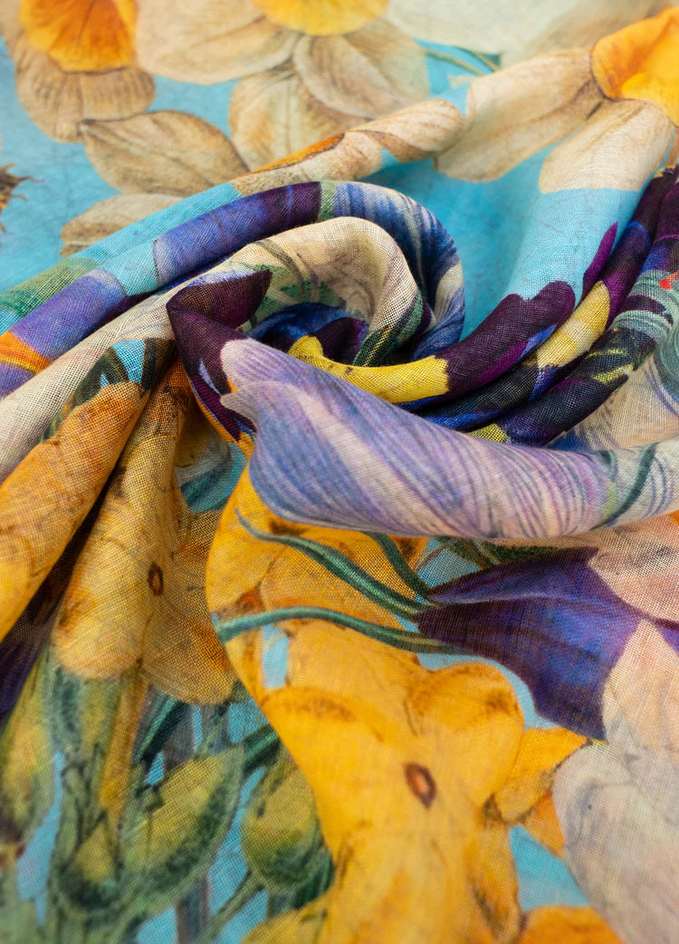 POWDER Spring Flora Linen/Cotton Scarf