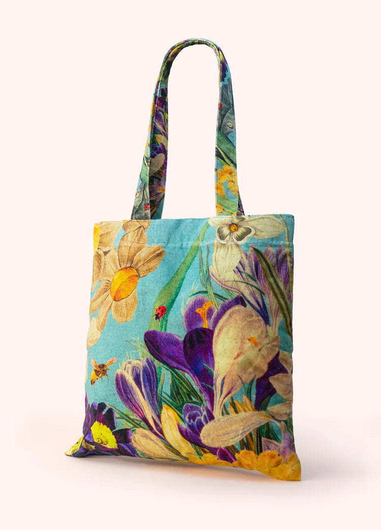 Powder Velvet Tote Bag - Spring Flora
