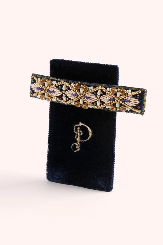 POWDER Beaded Hair Barrette - Midnight Pearl Navy