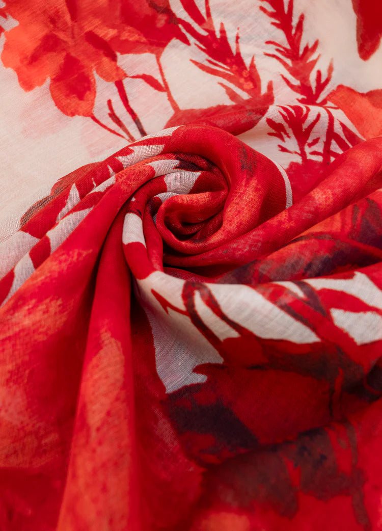 POWDER Rouge Blooms Linen/Cotton Scarf
