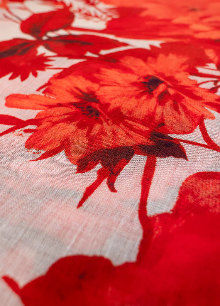 POWDER Rouge Blooms Linen/Cotton Scarf