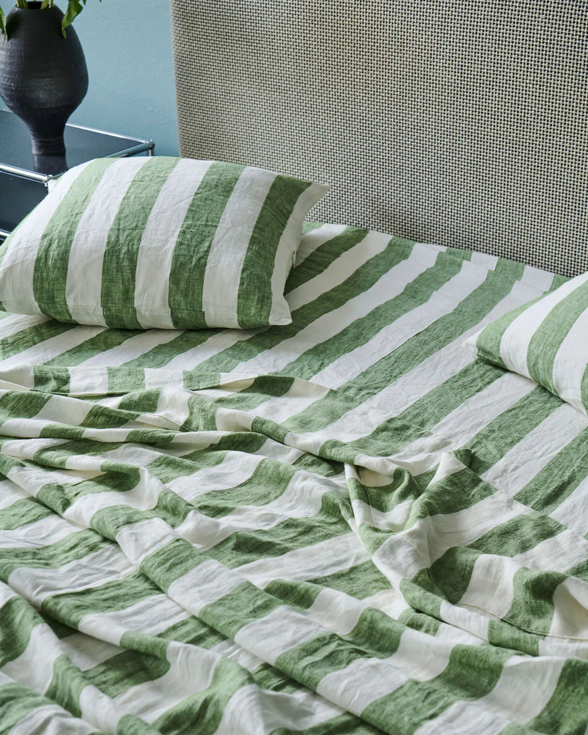 Kip and Co Fitted Sheet Moss Stripe