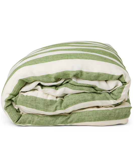 Kip and Co Moss Stripe Linen Quilt Cover