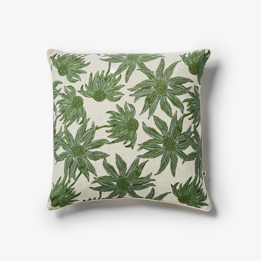 Bonnie and Neil Flannel Flower Khaki Cushion - 50cm