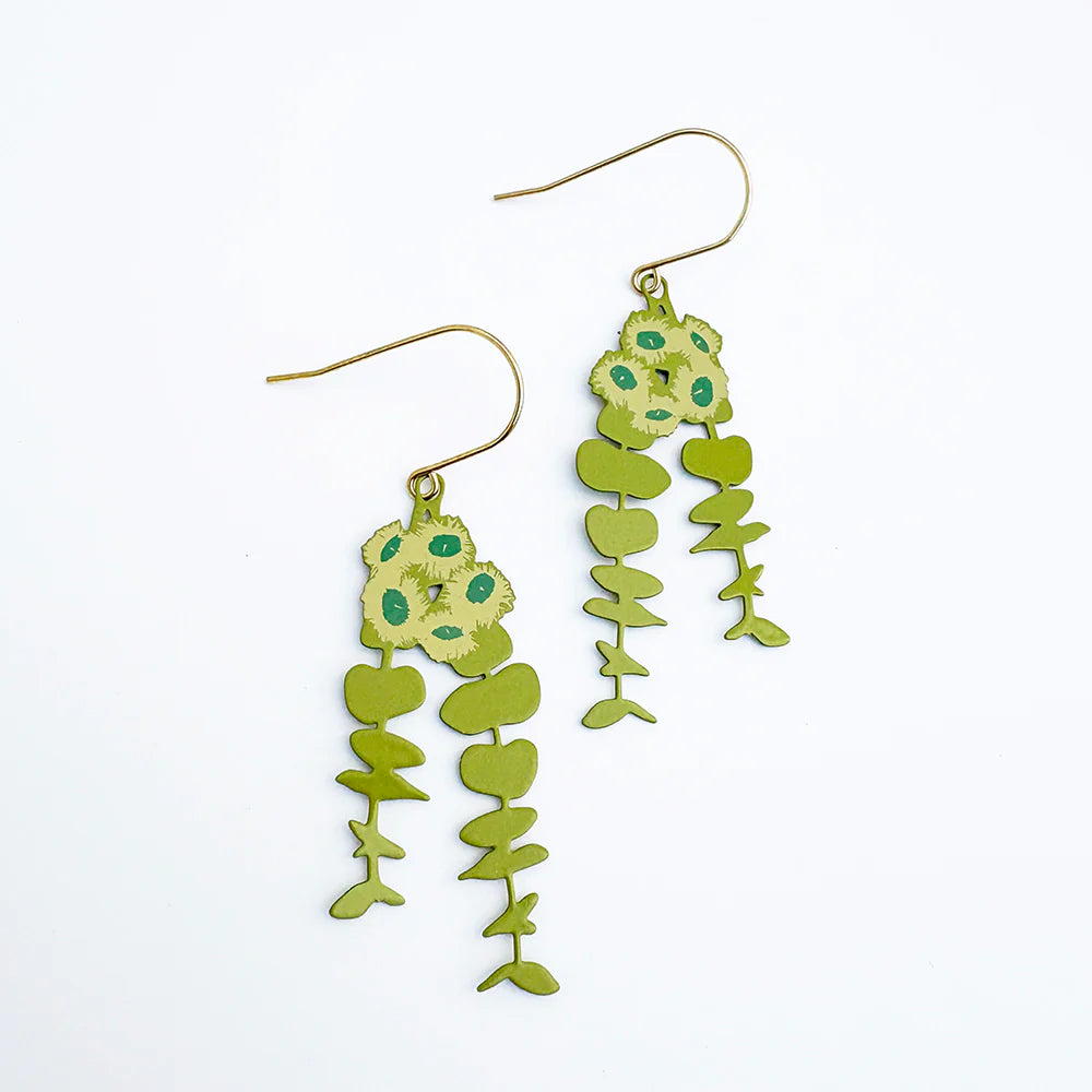 Denz earrings - Eucalyptus Blossom in Greens