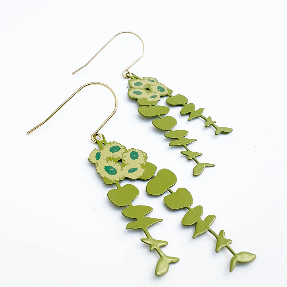 Denz earrings - Eucalyptus Blossom in Greens