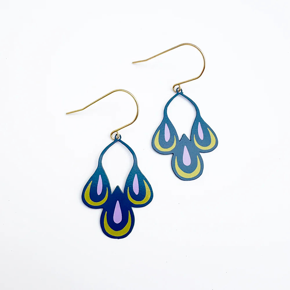 Denz earrings - Midi Spring Shape #1, Navy/Pink/Yellow