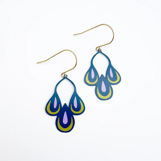 Denz earrings - Midi Spring Shape #1, Navy/Pink/Yellow