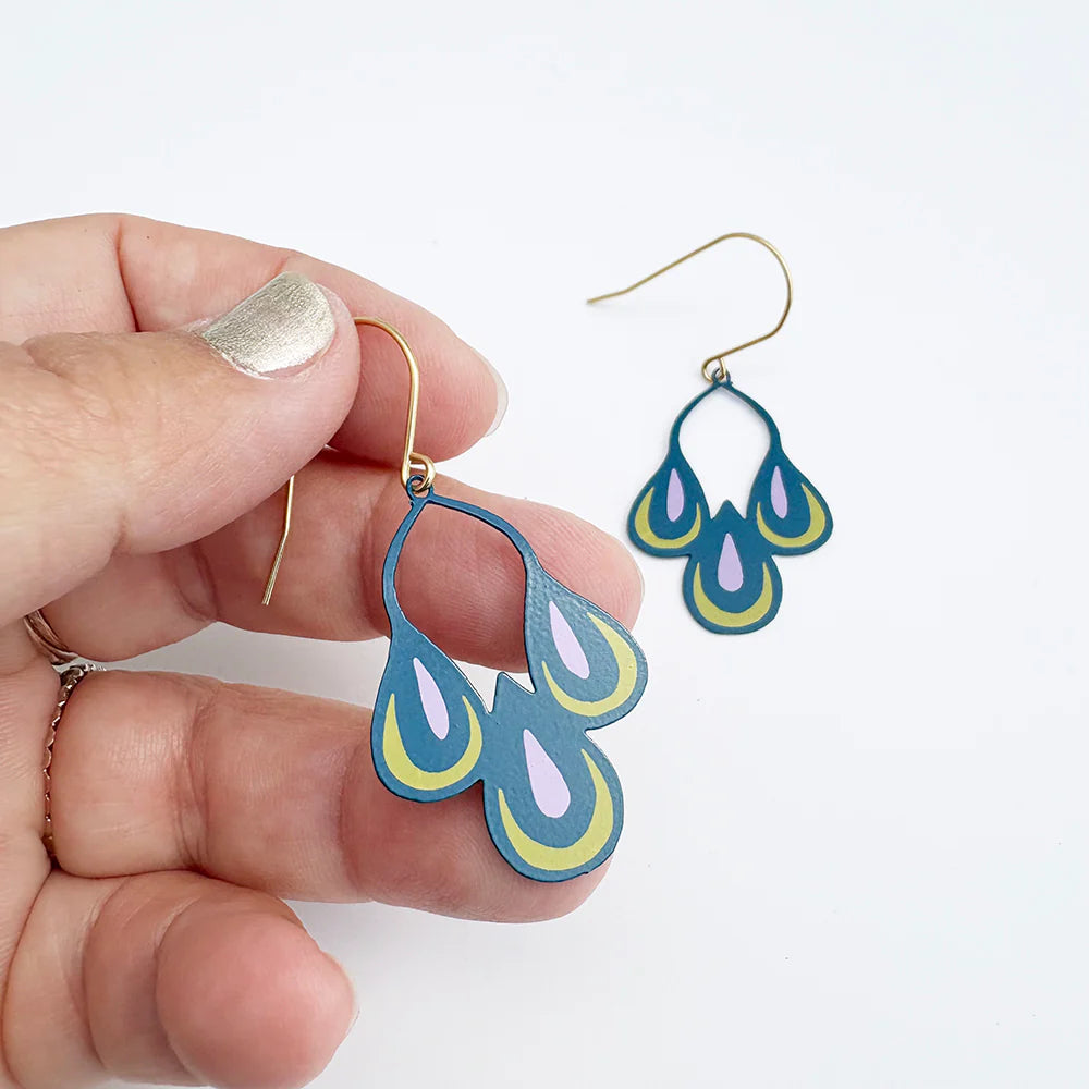 Denz earrings - Midi Spring Shape #1, Navy/Pink/Yellow