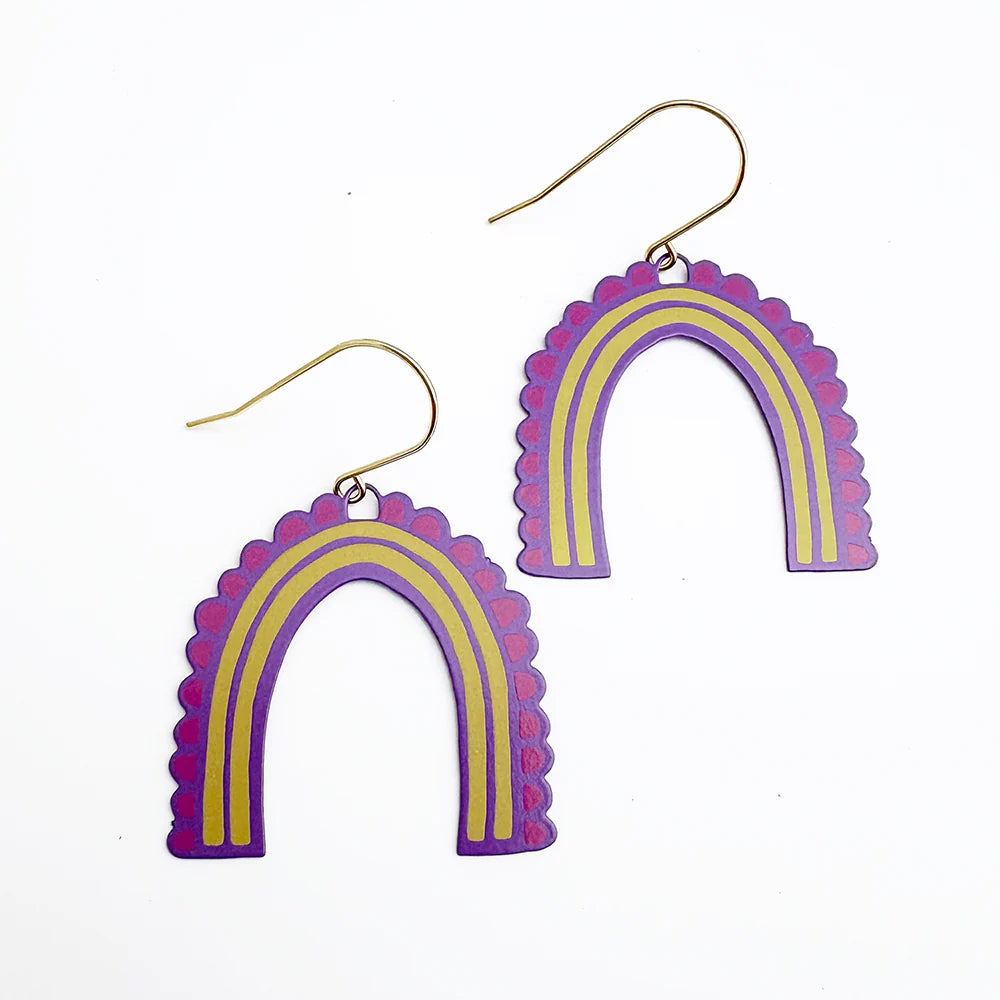 Denz earrings - Midi Spring Shape #3, Purple/Pink/Yellow