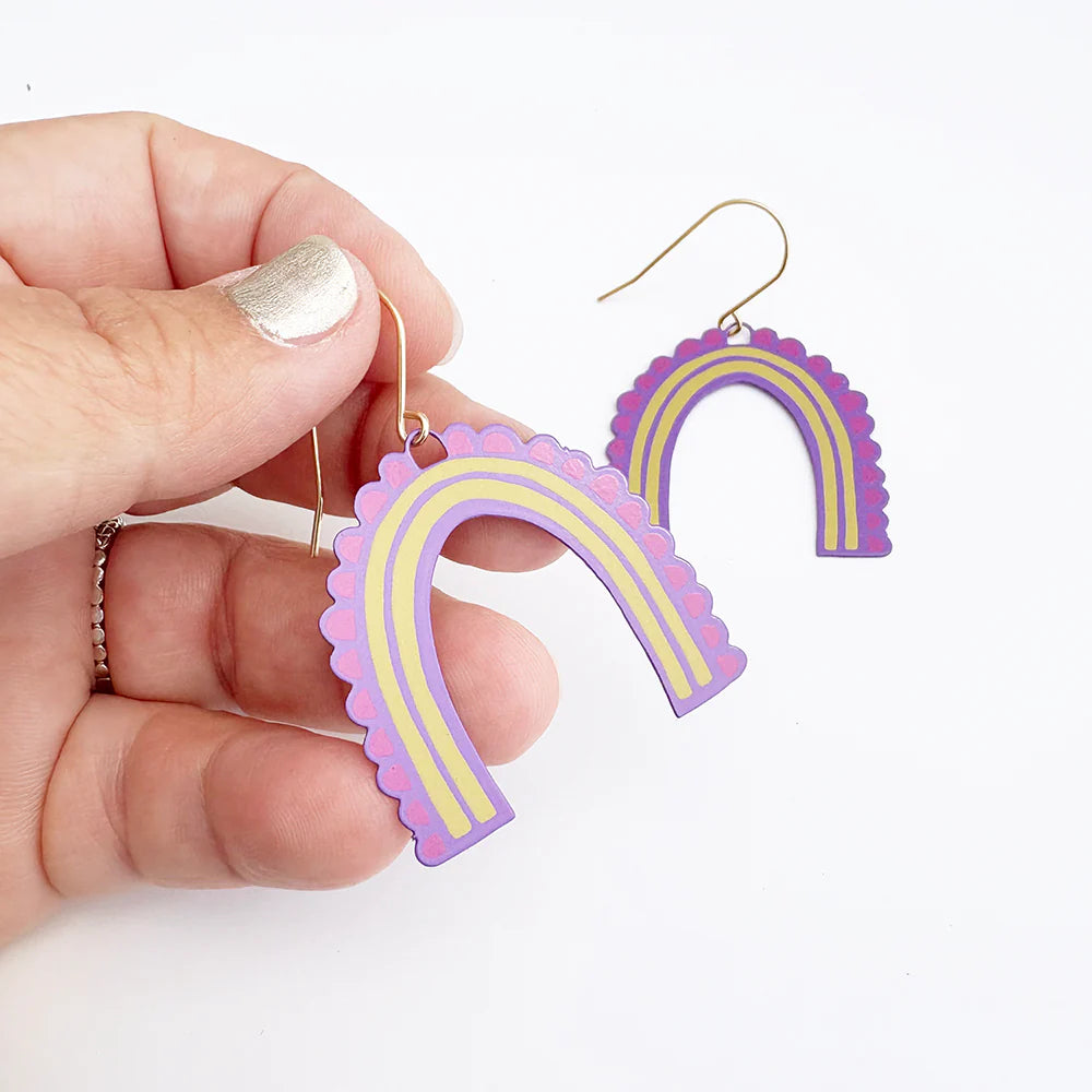 Denz earrings - Midi Spring Shape #3, Purple/Pink/Yellow