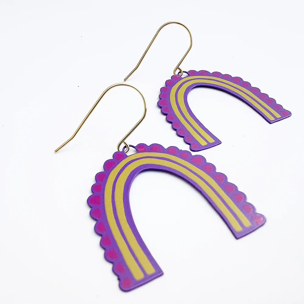 Denz earrings - Midi Spring Shape #3, Purple/Pink/Yellow