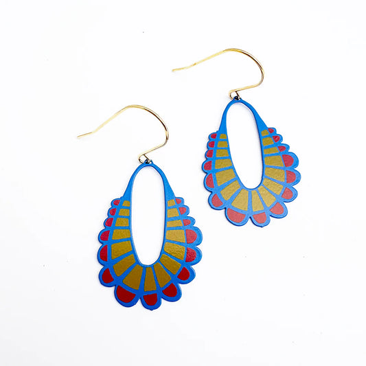 Denz earrings - Midi Spring Shape #5, Blue/Yellow/Red