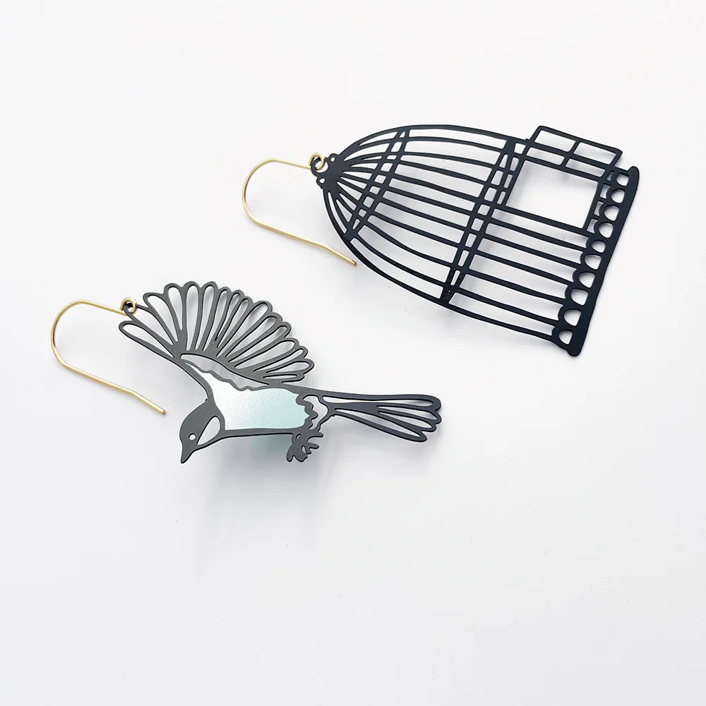 Denz Birdcage and Bird Earrings