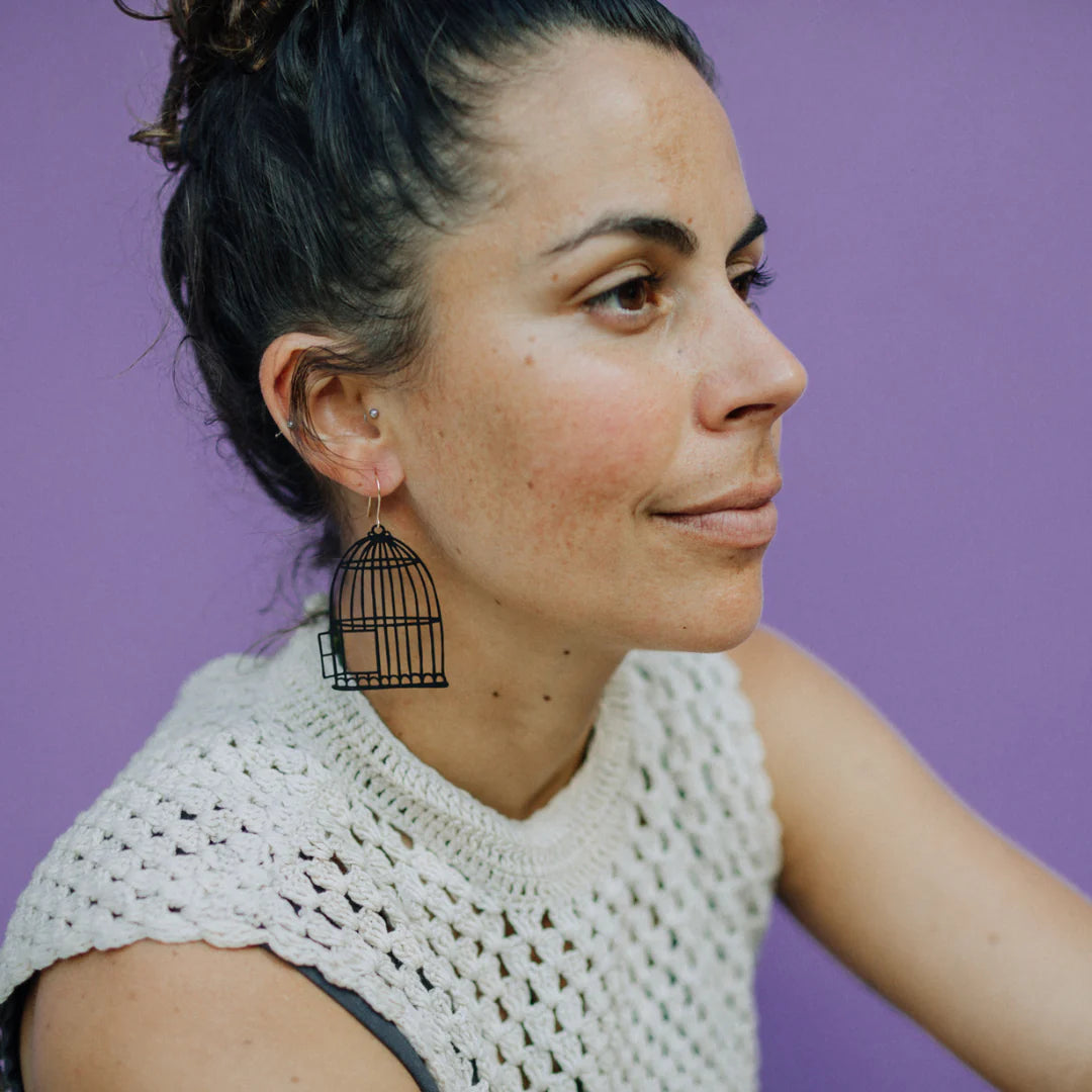 Denz Birdcage and Bird Earrings