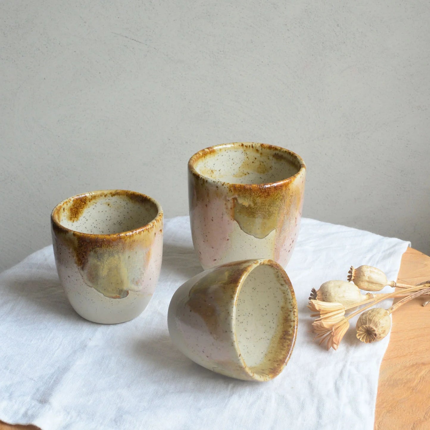 Kim Wallace Medium Ceramic 8oz Tumblers - Earthy Retro
