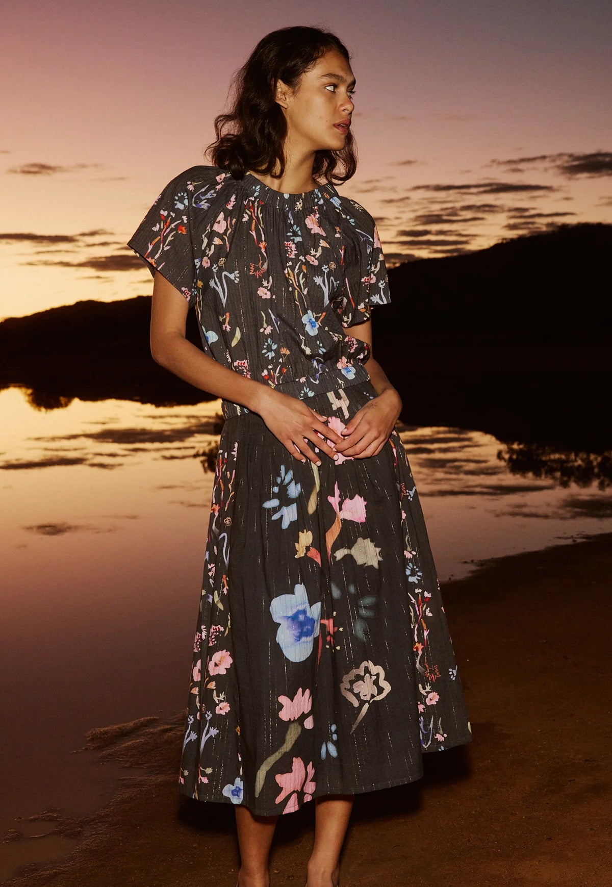 Nancybird Alma Yoke Skirt - Watercolour