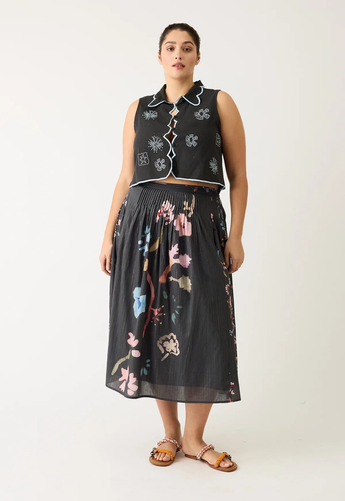 Nancybird Alma Yoke Skirt - Watercolour
