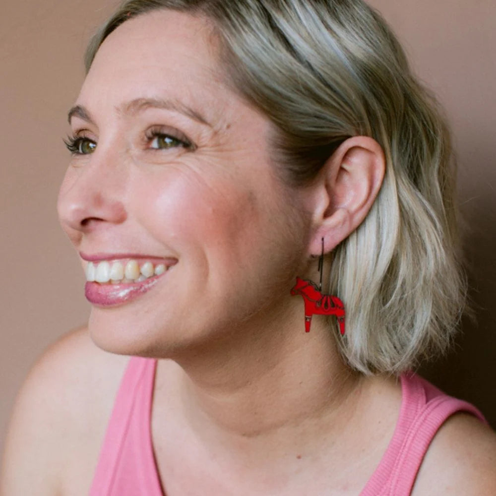 Denz Mini Dala Horse Earrings