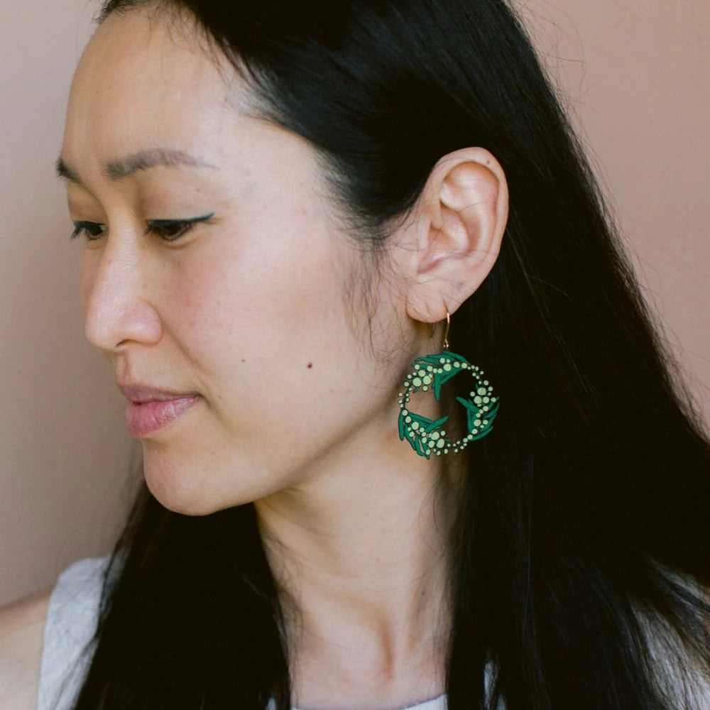 Denz Christmas Wattle Wreath Earrings