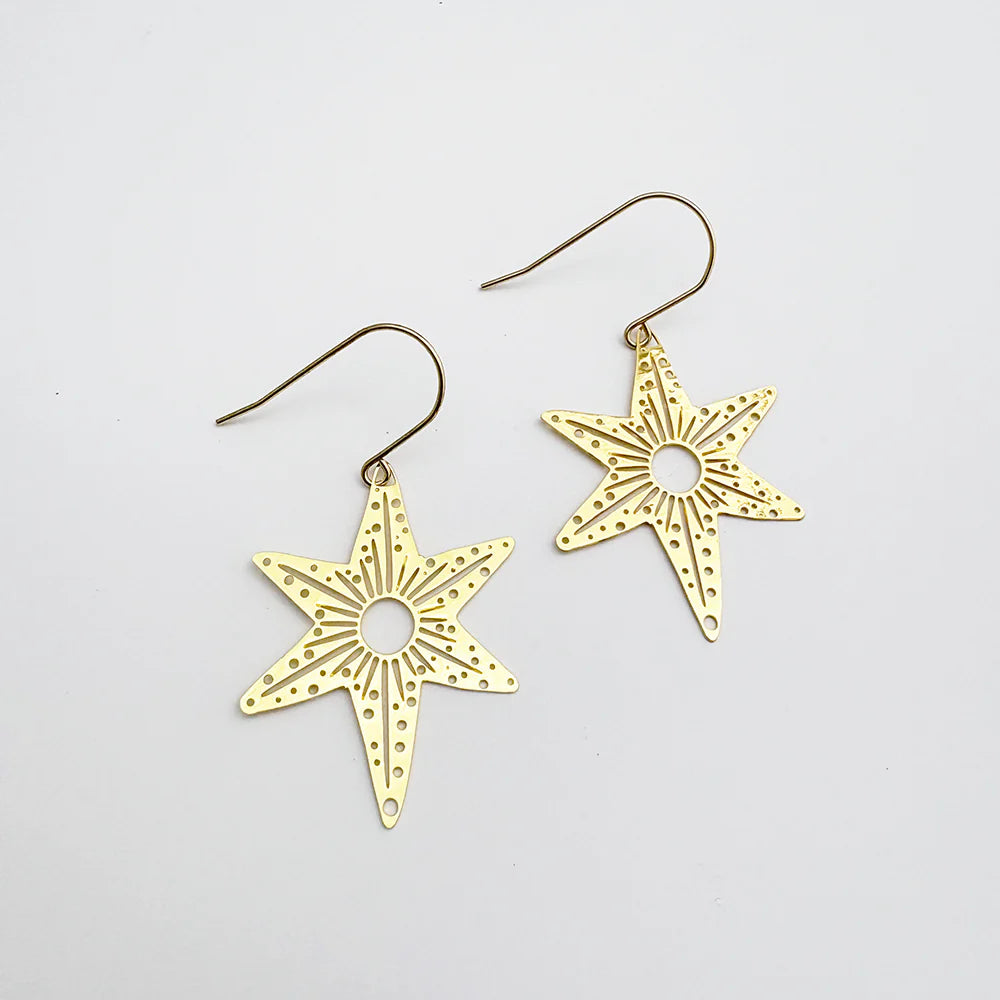 Denz Christmas Midi Gold Star Earrings