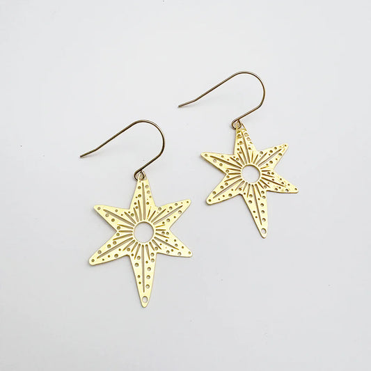 Denz Christmas Midi Gold Star Earrings