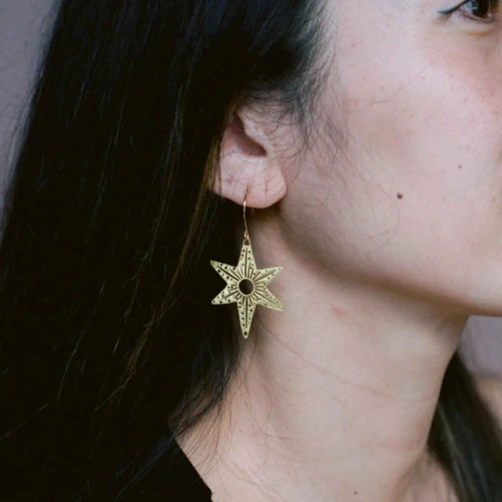 Denz Christmas Midi Gold Star Earrings