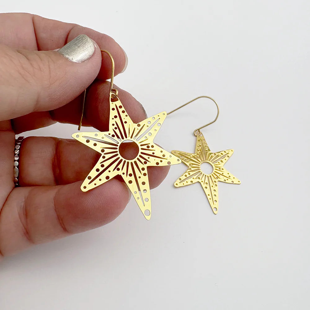 Denz Christmas Midi Gold Star Earrings