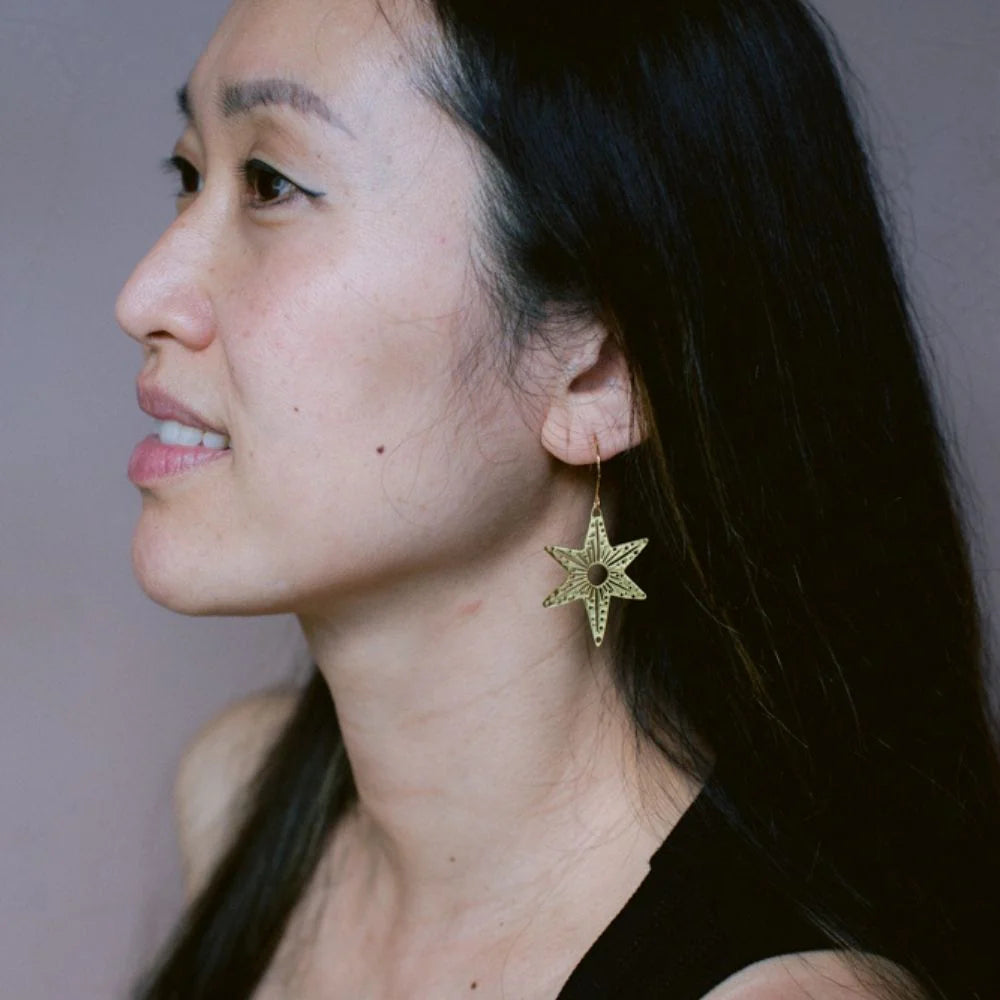 Denz Christmas Midi Gold Star Earrings