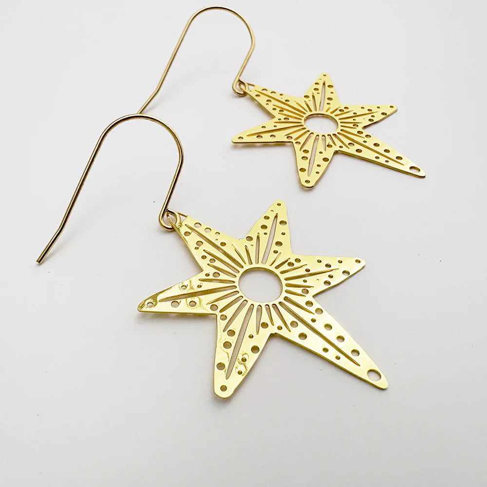 Denz Christmas Midi Gold Star Earrings