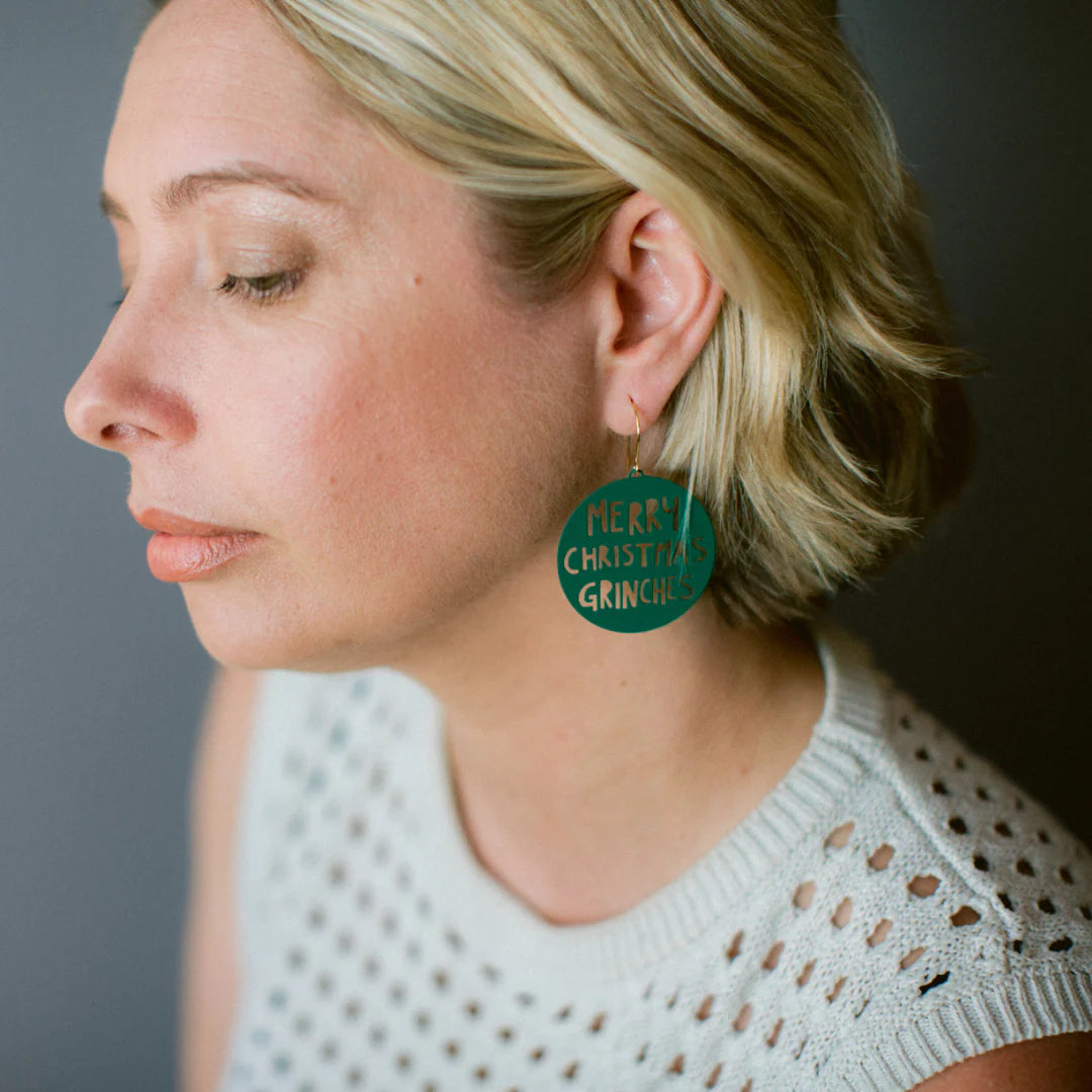 Denz Merry Christmas Grinches Earrings