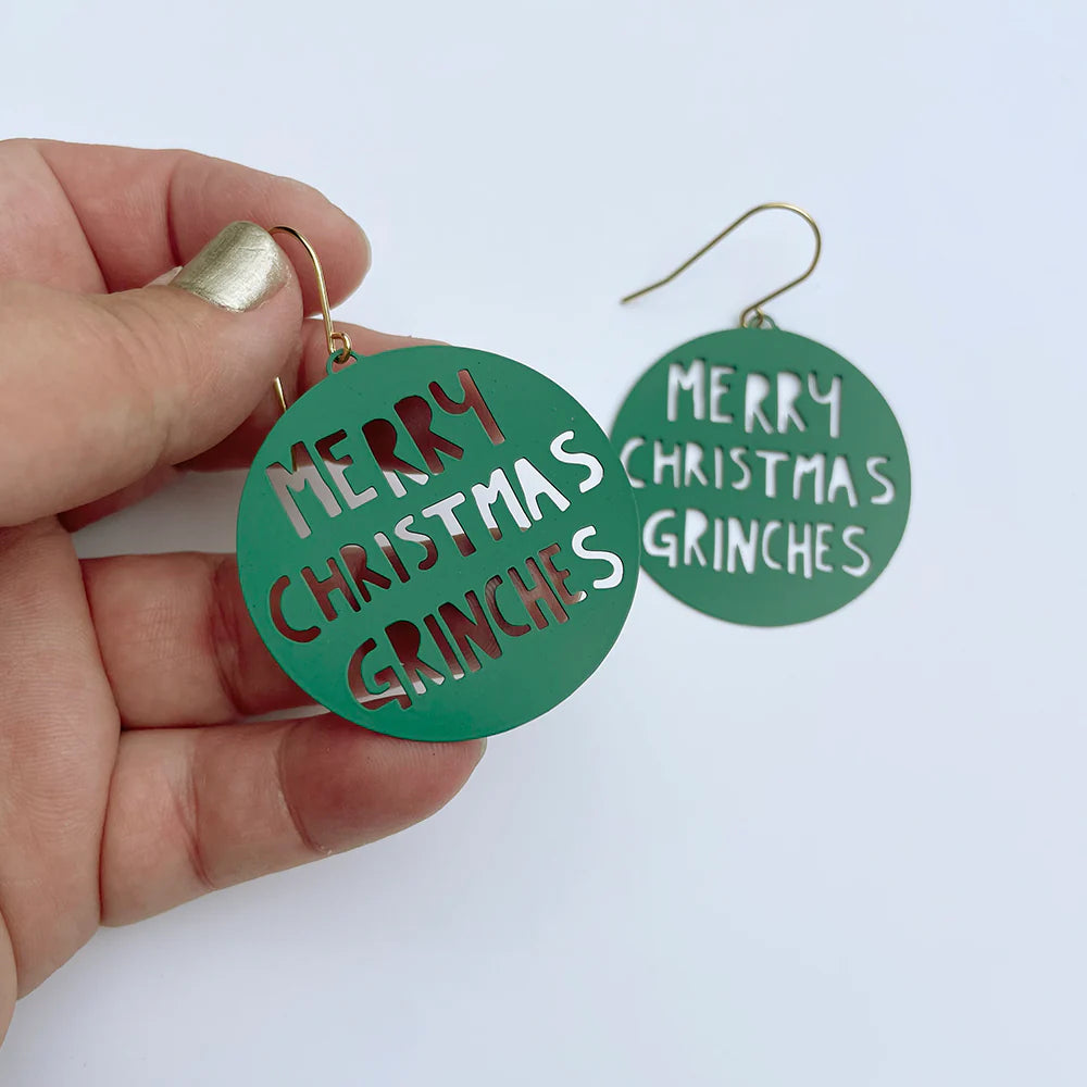 Denz Merry Christmas Grinches Earrings
