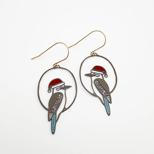 Denz Midi Kookaburra Christmas Earrings