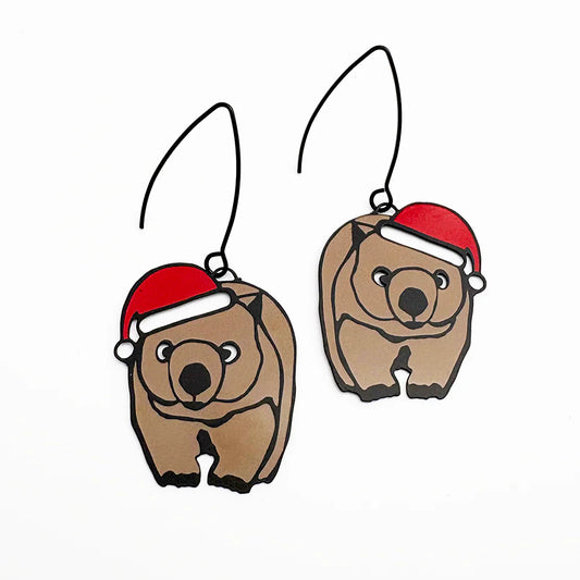 Denz Midi Wombat Christmas Earrings